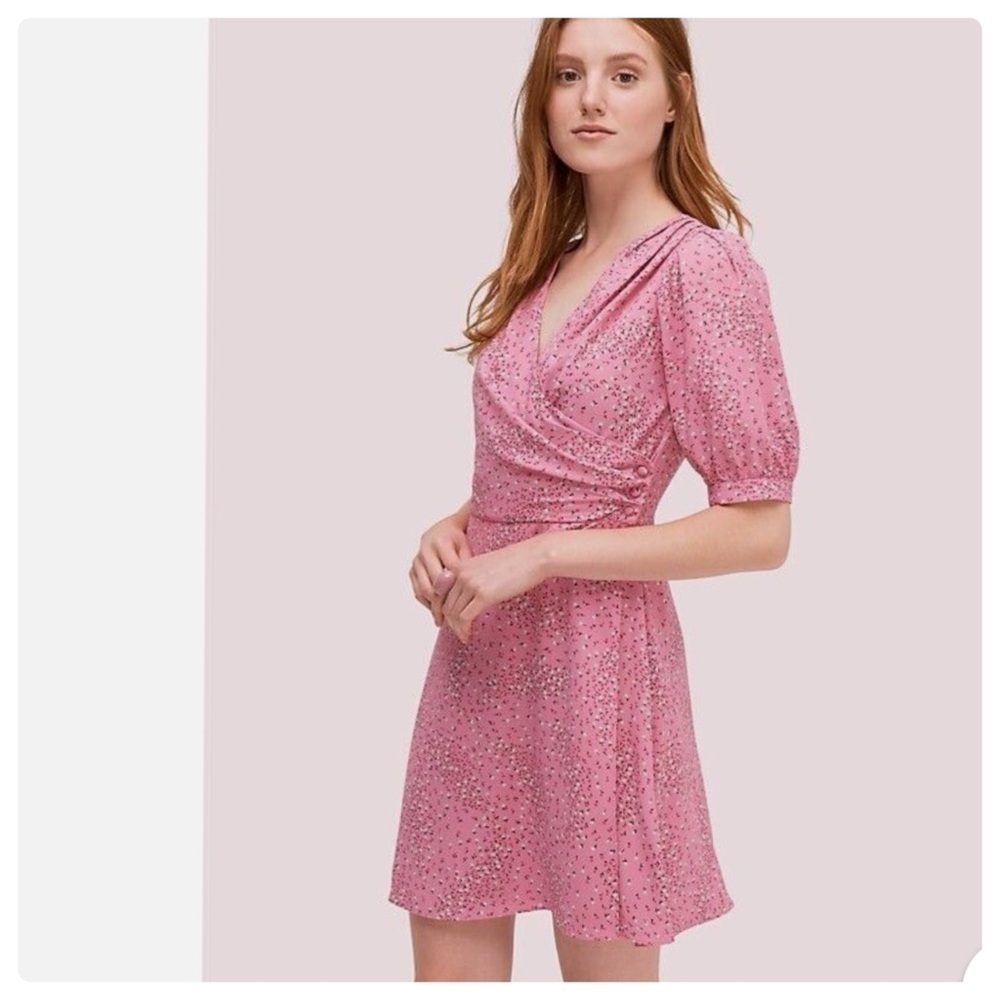 Kate Spade Wrap Meadow Pink Floral Dress 0